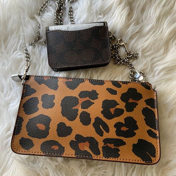 Coach Poppy Crossbody with Card Case in Leopard Print and Signature Canvas - Picture 3 of 8